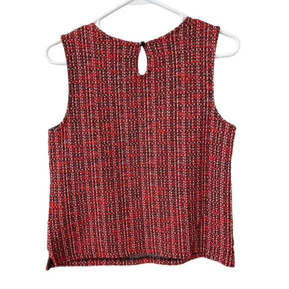 Banana Republic Tweed Sleeveless Blouse Shirt Red Black White Size Small - Picture 4 of 4